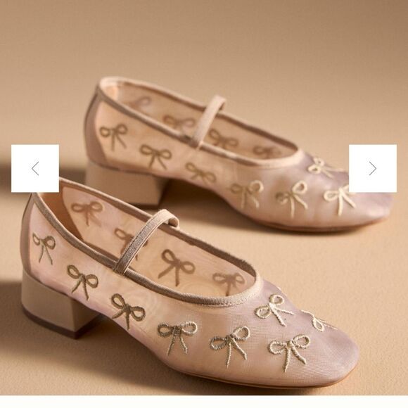 Anthropologie Maeve Chic Bow Embroidered Mary Jane Shoes size 38.5 - Picture 6 of 12